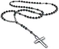 Terço Espiritual em Pedra Hematita Unissex Premium Black - Força e Proteção Pessoal + Bolsa de Veludo