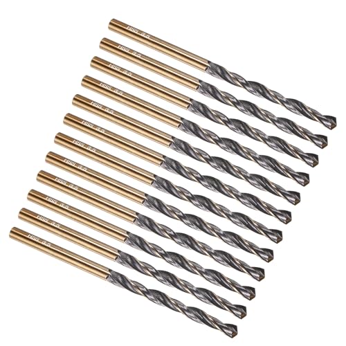 PATIKIL 3.5mm Drill Bit, Jobber Straight Shank M2 High-Speed Steel 118° Nitriding Black and Gold Finish for Stainless Steel Hard Metal - 12 Pack