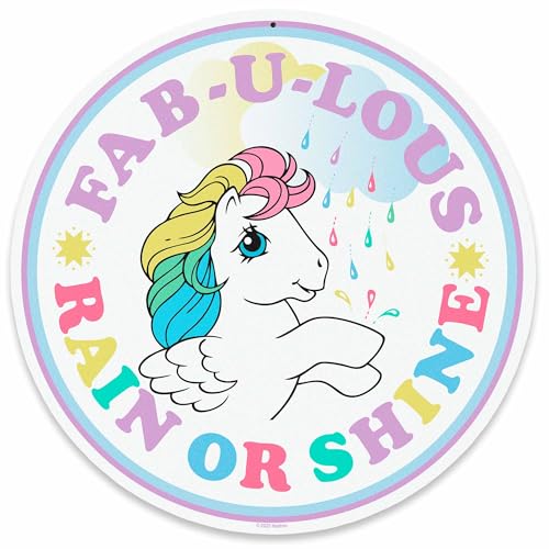 Hasbro My Little Pony Fab-U-Lous Rain or Shine Metal Sign - Fun Ponies Wall Decor for Bedroom or Playroom