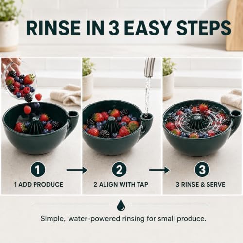 Taylinova 2026 Upgrade Self Spinning Berry Washing Bowl (Dark Blue) — view 2