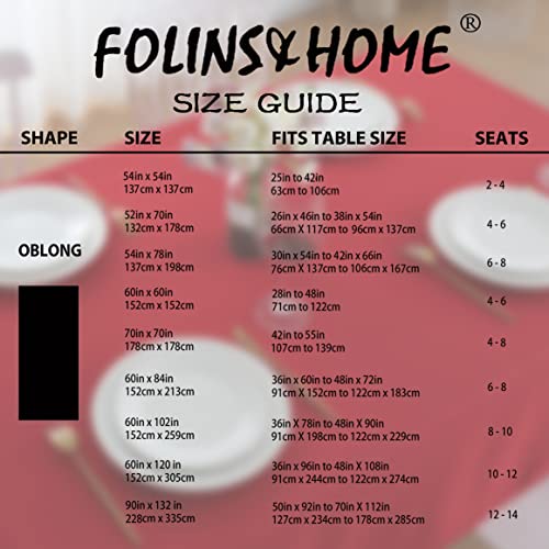 Image of FOLINS&HOME Red Rectangle Tablecloth, 52 x 70 Inch Waterproof Table Cloth