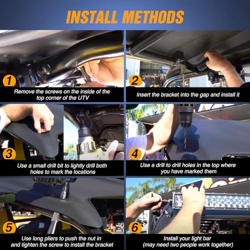 Image of Nilight Light Bar Mounting Brackets for 40-42 Inch LED Straight Curved Lights UTV Roof Upper Windshield Compatible with Yamaha YXZ 1000 1000R Models 2016 2017 2018