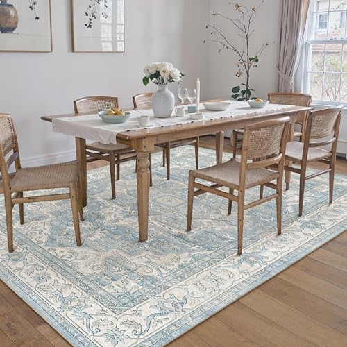 PureCozy Vintage Teppich Wohnzimmer 160x230cm Blau Waschbar Carpet Rug – Ansicht 3