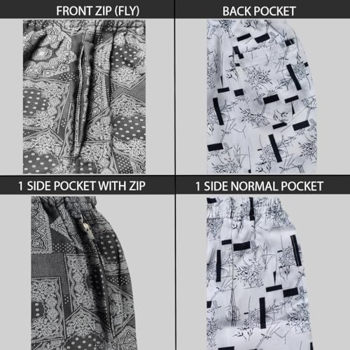 Image of Men's Cotton Shorts Waistband, Zip Fly, 1 Zip Pocket, Back Pockets (Pack of 2)