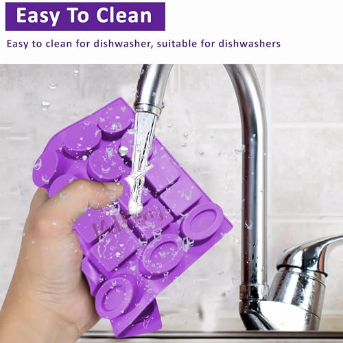 Image of MoldBerry 24 Cavity Small Soap Mold | Multi-Shape Silicone Soap Making Mould (Round, Oval, Pears, Square, Rectangle) | Mini Soap Mould for Hotel Guest Soap, Sample Soap, DIY Bath Bar - Multicolor
