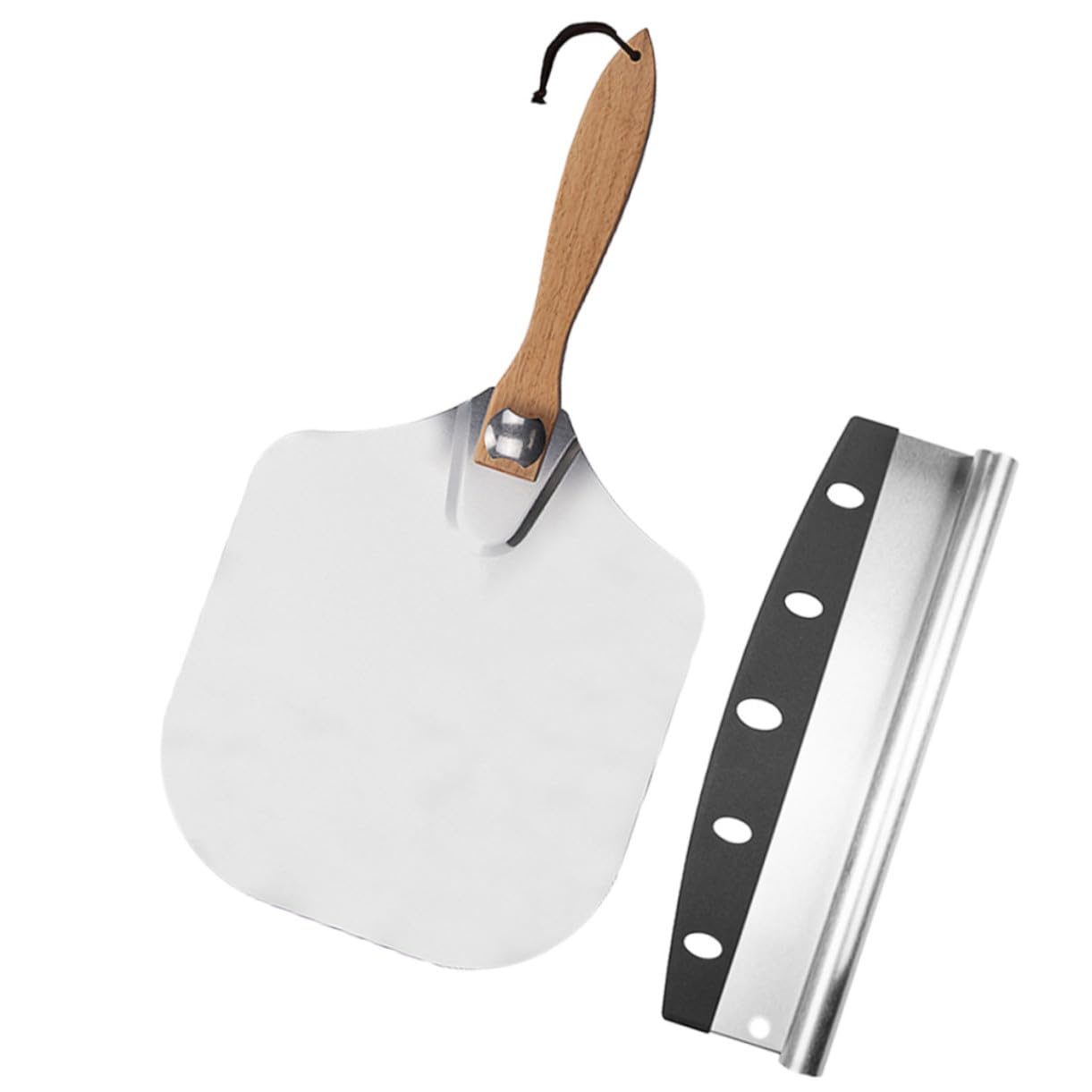 2 Stück Faltbarer Pizzaschieber aus Aluminium mit Klappbarem Holzgriff Hitzeschutz Teigschaber Platzsparend Langlebig zum Pizzaheber für Pizzastein und Küche Teiliges