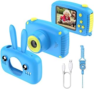 Diswoe Kids Camera, 12MP Digital Camera for Boys Girls with Game, 2.4 Inch HD 1080P Toys Camera with Video Recorder, Lanyard Anti-Drop Design Mini SLR Supports USB Transfers Creative Gifts for Kids
