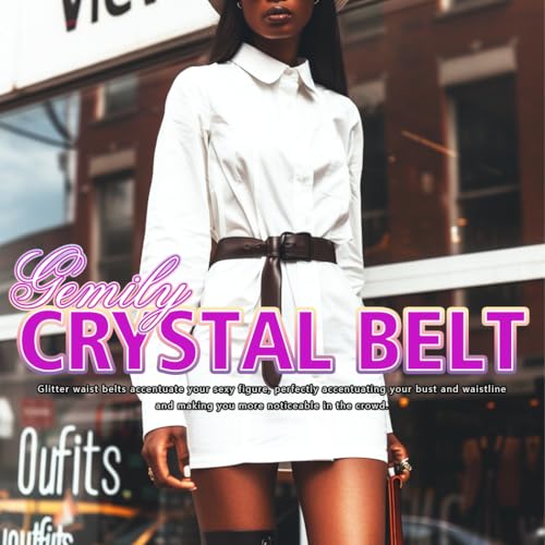 Silver Rhinestone Belts Fashion Sparkly Chain Belts for Women 5