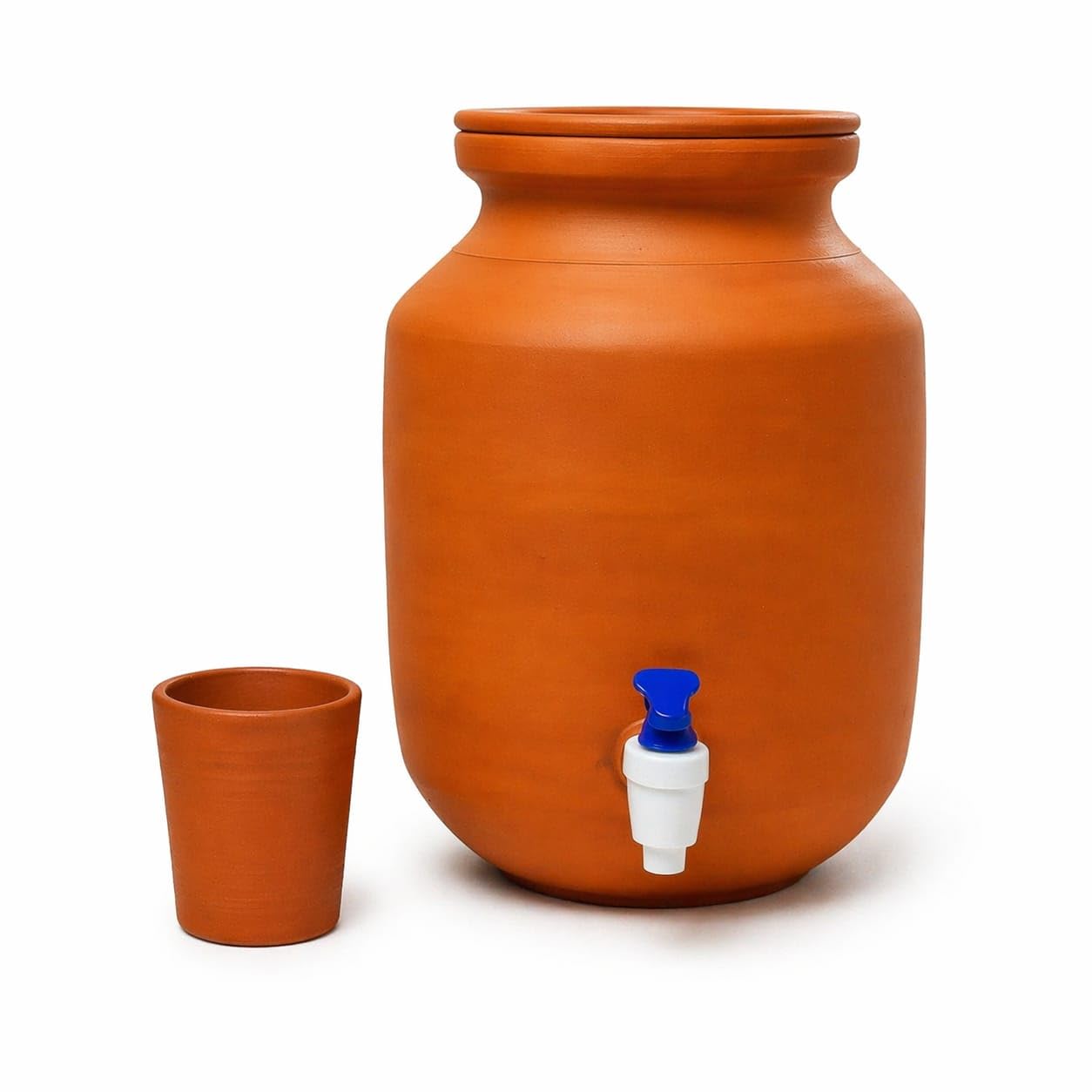Handmade Clay Water Camper/Earthen Water Dispenser (Matka) | Clay Pot for Drinking Water | Eco-Friendly & Chemical-Free Matka with Tap – Keeps Water Cool Naturally 5 Liter-image-36