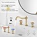 GGStudy 8 inch 2 Handles 3 Holes Widespread Bathroom Sink Faucet Antique Brass Bathroom Vanity Faucet Basin Mixer Tap Faucet Matching Metal Pop Up Drain with Overflow