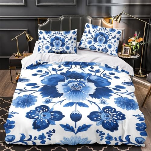 Housse de couette fleurs premium en microfibre parure de lit respirante 3D