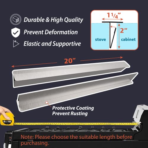 Iiioiiia Upgrade“T” Kitchen Stove Counter Gap Cover (2 Pack) Stainless Gap Covers Between Stove And Counter With Wide & Long, Protect Stove Gap Filler Sealing Spills In Kitchen (20 Inch, Silver) #TOP3