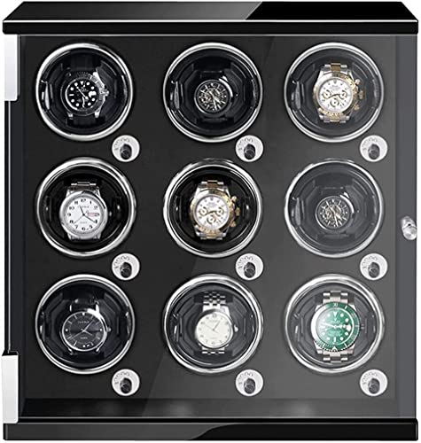 MKAK 6 Watch Winder con LED Retroiluminación, lámina de acrílico de Cuero de Microfibra Reloj automático con Motor de Mabuchi japonés Tranquilo Cajas giratorias(9)