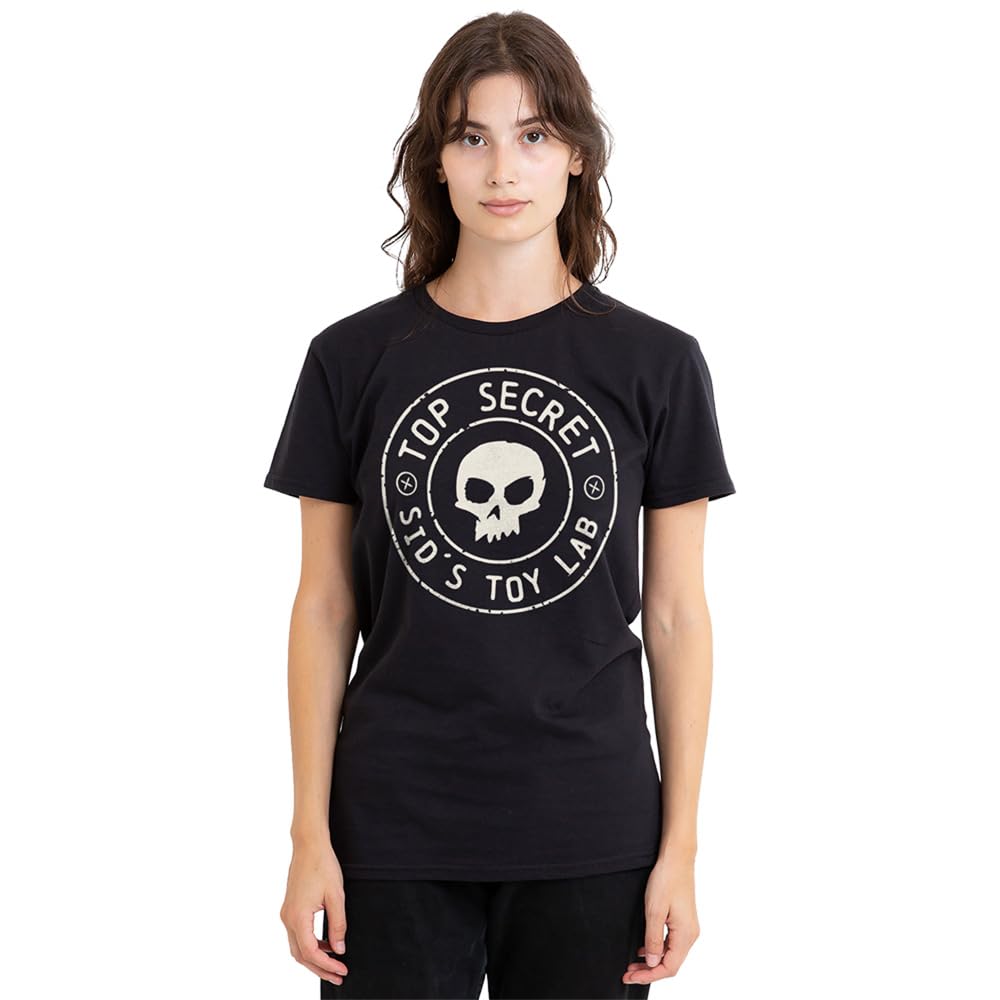 Disney Toy Story Sid'S Toy Lab Badge Ladies T-Shirt, Black, XX-Large