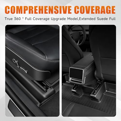 Image of Front Seat Rail Protectors Compatible with Tesla Model Y Juniper 2025-2026 5-Piece TPE Track Cover Guards Under Seat Floor Mat Protectors