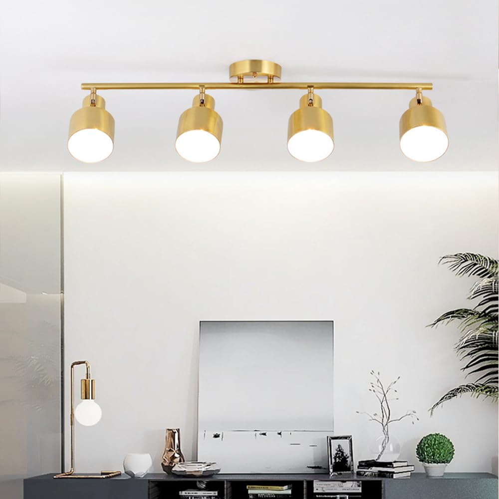 Lampadari Moderni, Faretti da Soffitto in Ottone, Faretti da Soffitto con Rotazione di 180°, Kit di Illuminazione A Binario Fisso, Faretti da Cucina A Isola, Faretti Dire-4