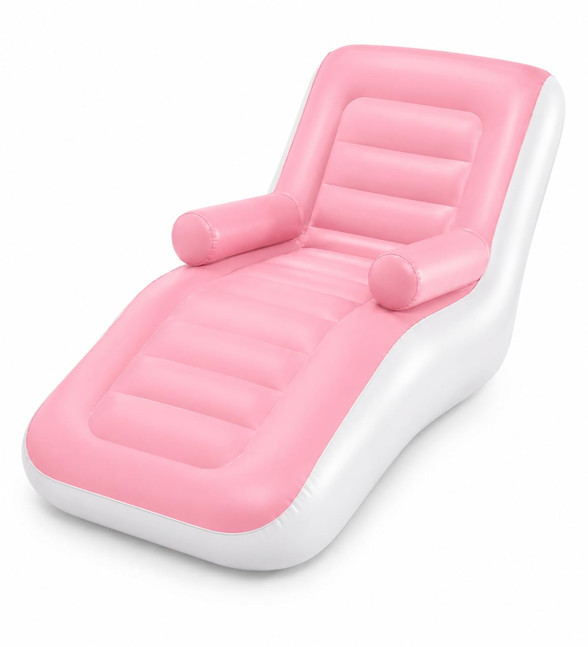 Portable Inflatable Sofa Chair with Ottoman Footrest, PVC, Pink, Air Lounge Couch for Indoor, Outdoor, Camping, Gaming, Reading