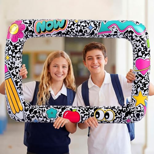 Image of Colingmill 35 inch Back to School Notebook Photo Booth Frame Notebook Inflatable Balloon Backdrop for Back to School Classroom Supplies Selfie Background Decoration