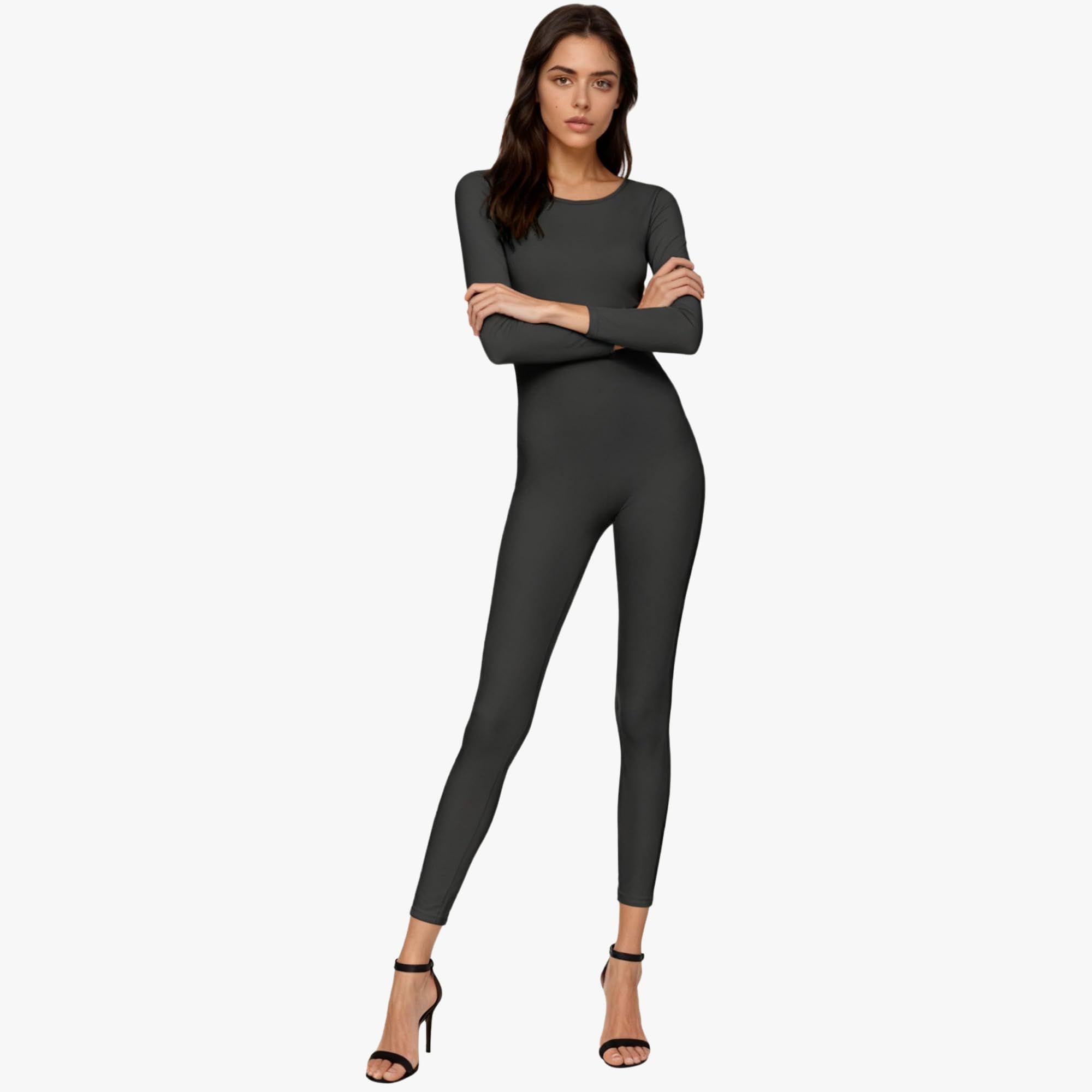 Carnavalife Maillot de Danza Ballet Mujer, Mono de Cuello Redondo con Manga Larga, Body Ajustado de Cuerpo Completo de Gimnasia Rítmica Leotardo de Patinaje