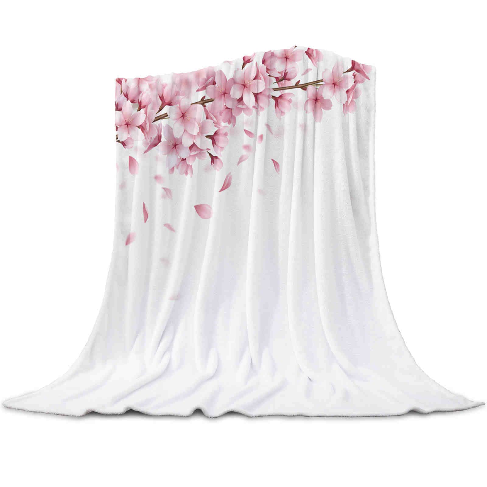 Coperte 3d Fiori di ciliegio Rosa Farfalla Albero Fiore Coperta calda Riposo per ufficio Divano Divano Copripiumino Lenzuolo Copriletto per la casa degli studenti