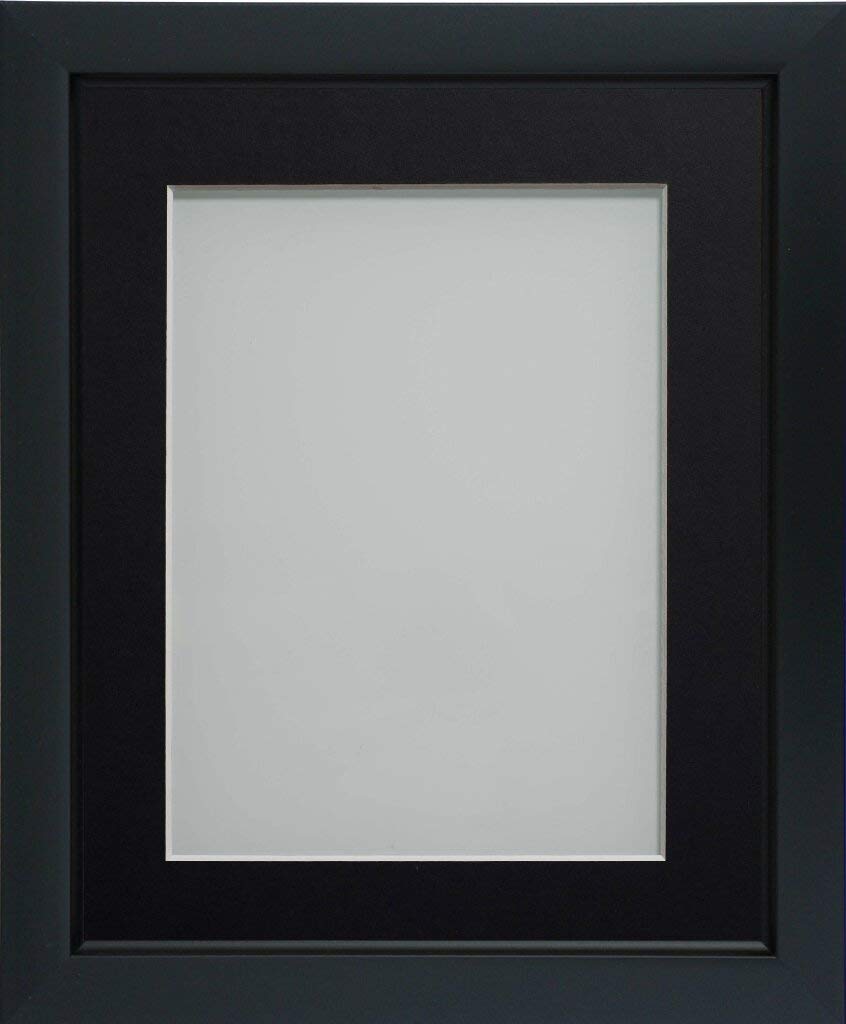 Frame Company Ainsworth Range Black 12x10 inch Picture Photo Frame with Black Mount for Image 9x7 inch * Choice of Sizes* Fitted with Real Glass