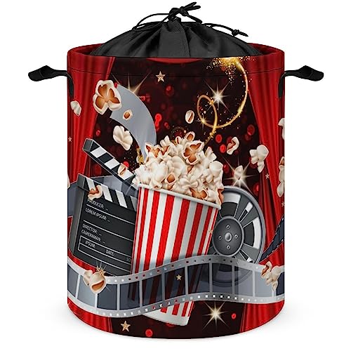 Movie Theater Theme Foldable Laundry Basket Modern Luxury Cinema Film Elements 3D Print for Dorm Family Travel One Size