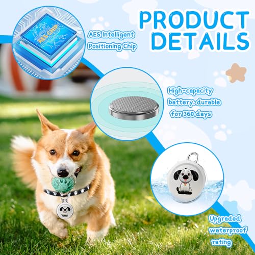 WDKXCN Mini GPS-Tracker für Hund und Katze - IP65-Wasserdichter Haustiersystem, Schlüsselschnalle mit Echtzeit-Standortverfolgung