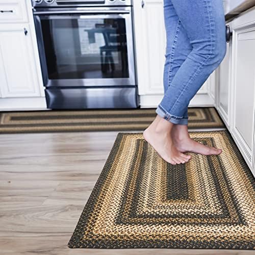 Homespice 20x30” Black Rect. Braided Rug. Kilimanjaro Black Jute Rug. Uses- Entryway Rugs, Kitchen Rugs, Bathroom Rugs. Reversible, Rustic, Country, Primitive, Farmhouse Decor Rug