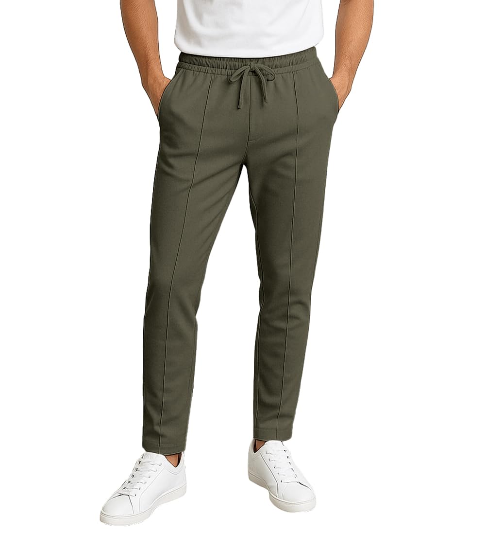 Mens Casual Pants Elastic Waist Drawstring Sweatpants with Pockets