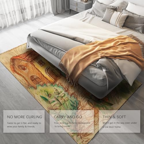 Tapis pour chambre girafe lavable et pliant avec envers antidérapant rustique