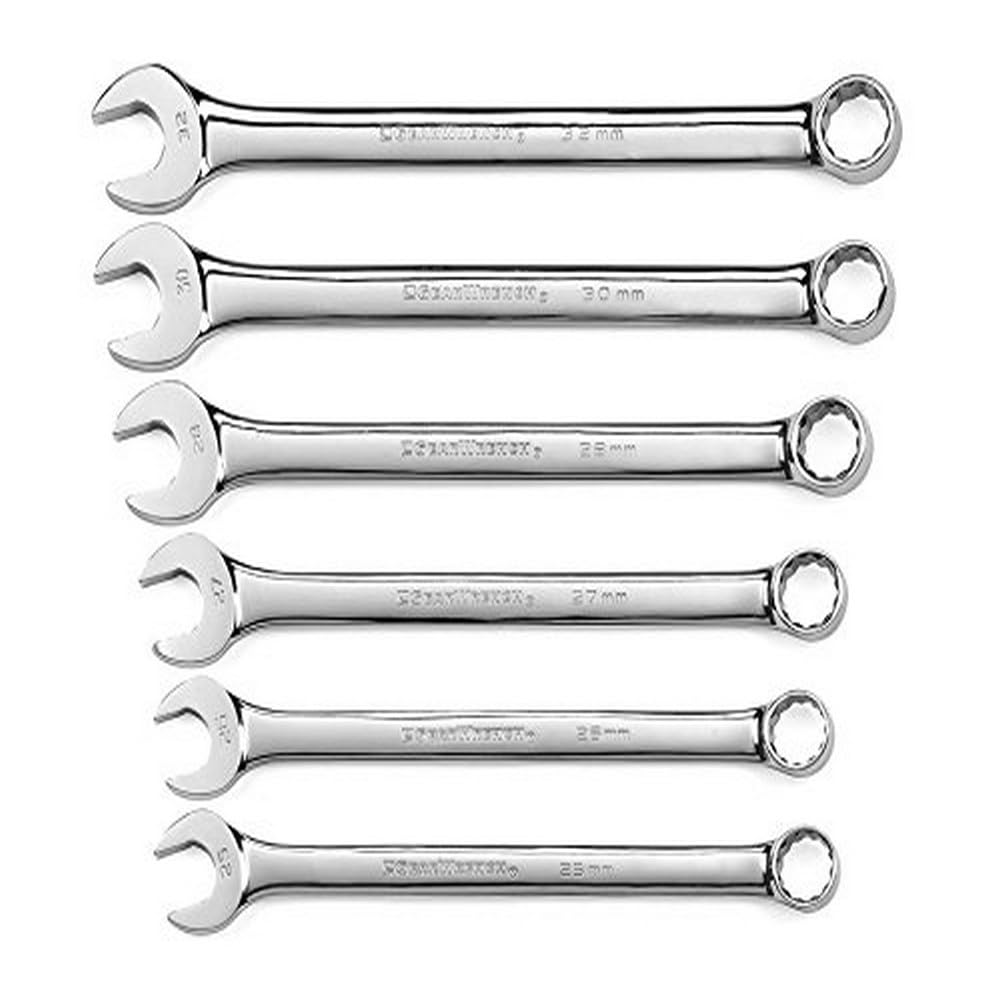 GEARWRENCH Juego de llaves combinadas de 6 piezas de 12 puntos, patrón largo, métrico - 81922