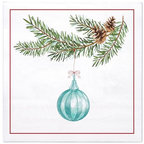 WRAPAHOLIC 50Pcs Christmas Paper Napkins - 3 Ply Christmas Light Disposable Cocktail Napkin for Christmas Party Supplies Tableware, Xmas Holiday - 5 x 5 In