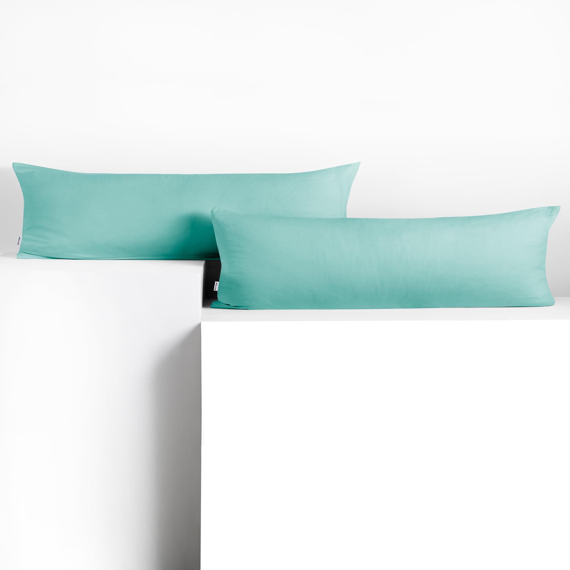 DecoKing 2 pillowcases 40 x 145 cm jersey cotton zip light turquoise amber