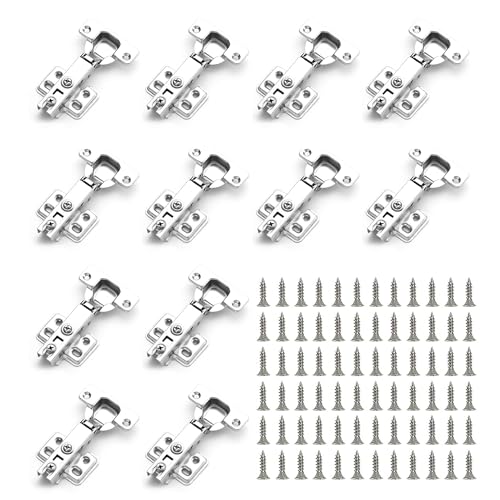 12 PCS Soft Close Cabinet Hinges Kitchen Cupboard Hinges Cold Rolling Door Hinge Cupboard Hinges with Screws Soft Close Hinges for Bathroom Bedroom