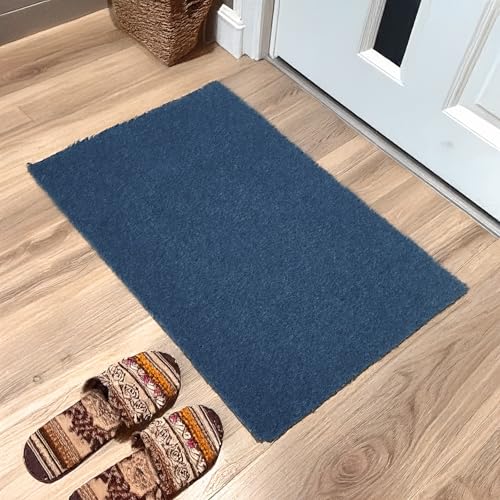 Image of Encasa XO Coir Door Mat for Home Entrance, Anti Slip PVC Back Blue
