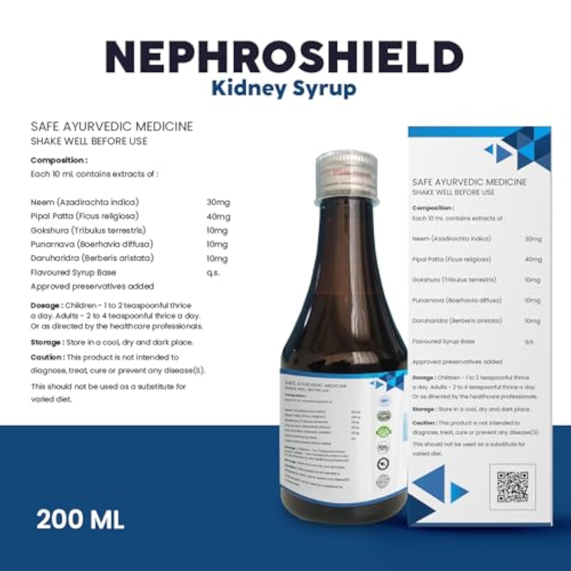 Nephroshield Kidney Detox Health Supplement, Ayurvedic Syrup, 200ml