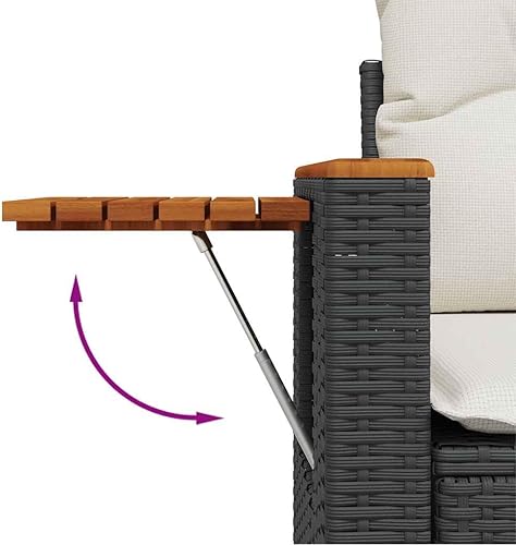 Miniatura 8 de 4-Piece Garden Sofa Set Black, PE Rattan and Steel Outdoor Furniture with Thick Cushions, Modular Patio Seating for Balcony, Weatherproof and