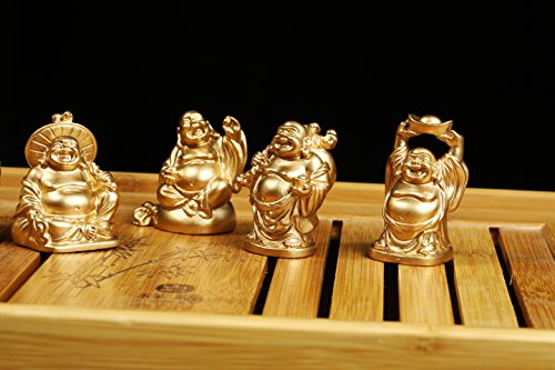 Brabud Feng Shui 2'' Golden Resin Laughing Buddha Statue Figurines Set Of 6 Bs019 #TOP6
