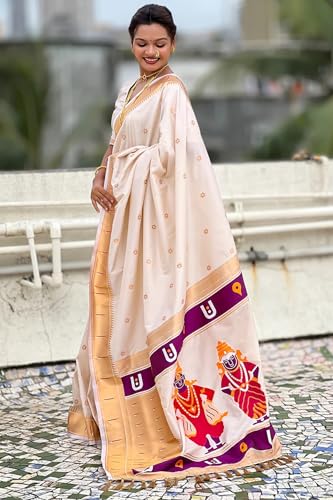 Image of SGF11 Women's Kanjivaram Paithani Silk Saree With Unstitched Blouse Piece