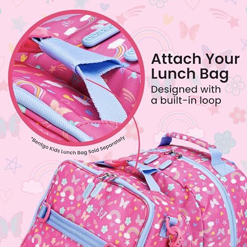 Image of Bentgo Kids Backpack - Lightweight 14 inch Backpack in Fun Prints for School, Travel, & Daycare, Ideal for Ages 4+, Roomy Interior, Durable & Water-Resistant Fabric, & Loop for Lunch Bag (Rainbows)