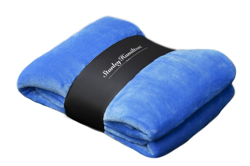 Stanley Hamilton Velvety Plush Faux Fur Fleece Throw Blankets Two Super Soft Fluffy Warm Solid Throws for Sofas, Beds, Travelling, Camping and Children (Single, Double) (Sea Blue, Single 140x180cm)