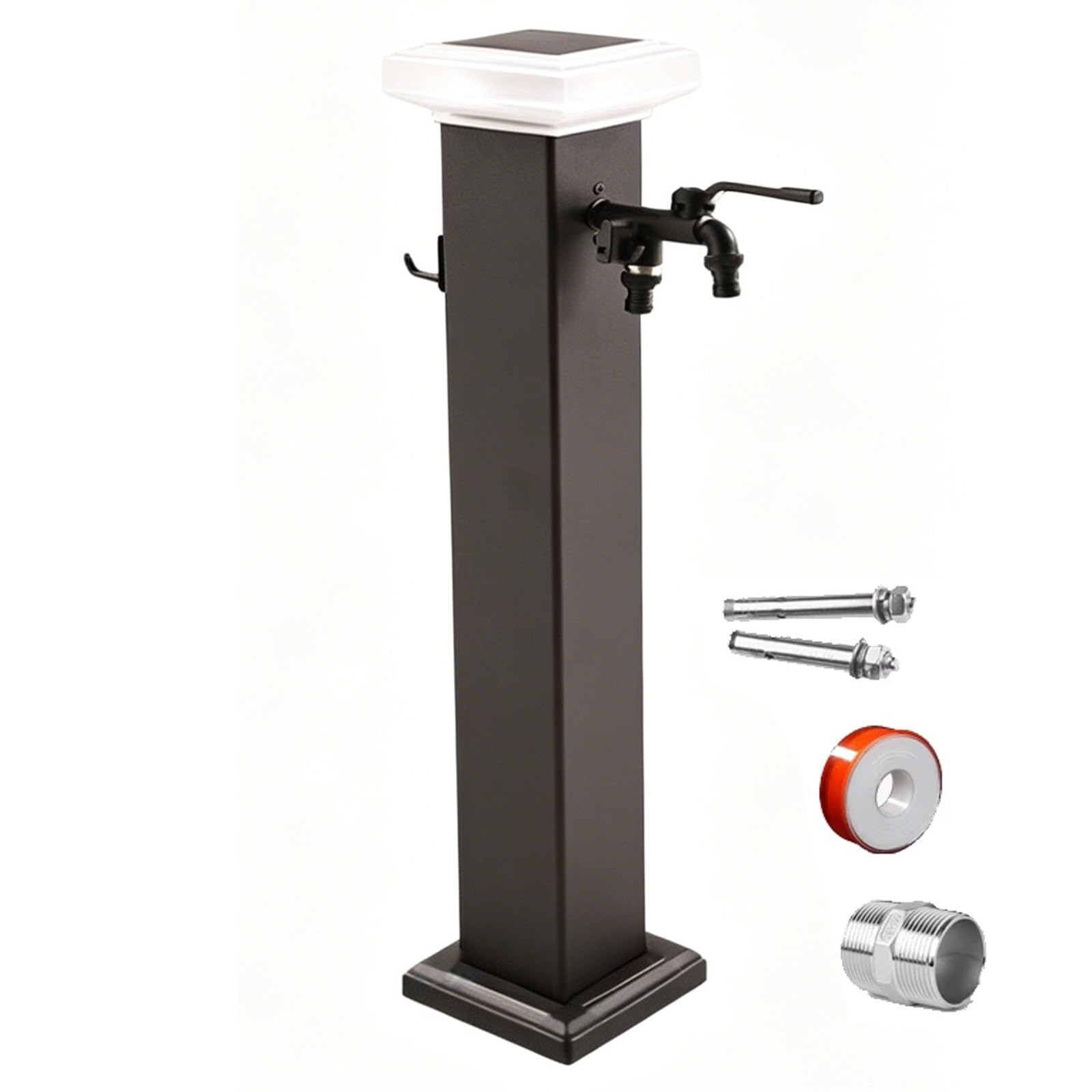 Outdoor Freestanding Water Column, Stainless Steel Modern Garden Water Column with Hose Hook for Watering, Wash, Black(80cm/31in)