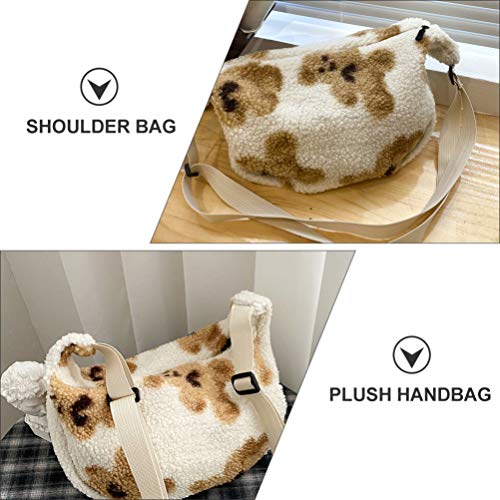 Amosfun Bolsa de Pelúcia Nas Axilas Bolsa Feminina Bolsa de Ombro Impressão Vacas Bolsa de Axila Bol