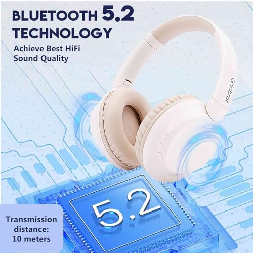 UrbanX A32 Over-Ear Bluetooth Headphones - HD Wireless Sound with Mic for HP N4020 Laptop/iPhone/Android - 20H Playtime, 200H Standby, Workout & Travel-Friendly -White.