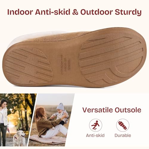 EverFoams Women's Micro Suede Cozy Memory Foam Winter Slippers with Fuzzy Faux Fur Collar and Indoor Outdoor Rubber Sole 5