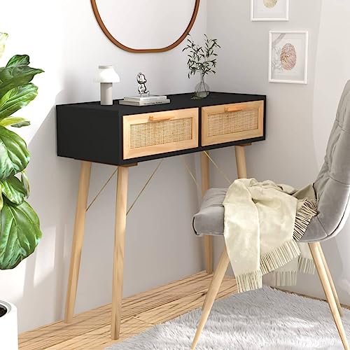 Bucmath Konsolentisch Schwarz 80x30x75cm, Massivholz Kiefer...