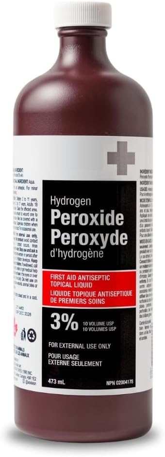Hydrogen Peroxide 3% Solution – Multipurpose Antiseptic & Cleansing Solution – Household, Personal Care & First Aid Use – Made in Canada