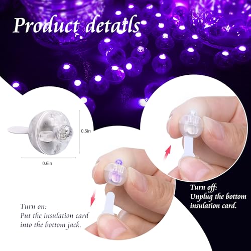 Image of 200pcs Balloon Lights Warm White Mini LED Lights Round Long Standby Time Multicolor Ball Lamps Paper Lantern for Easter Birthday Party Christmas Halloween Decoration Purple