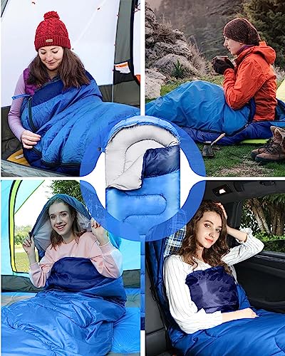 Sleeping Bag, Sleeping Bags for Adults with Pocket, 3 Season Lightweight XL Large Sleeping Bag for Cold/Warm Weather, Camping Sleeping Bag for Mens Kids Hiking/Backpacking/Truck/Tent/Sleeping Pad - Thumbnail 7