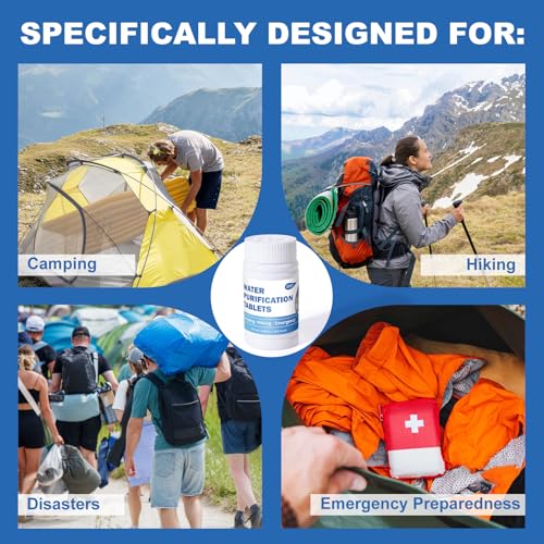 Water Purification Tablets (100 Count) - Water Tablets Purification for Drinking for Camping, Boating, Hiking, Backpacking, Emergencies - Portable Water Treatment for Safe Drinking Anywhere - Image 5